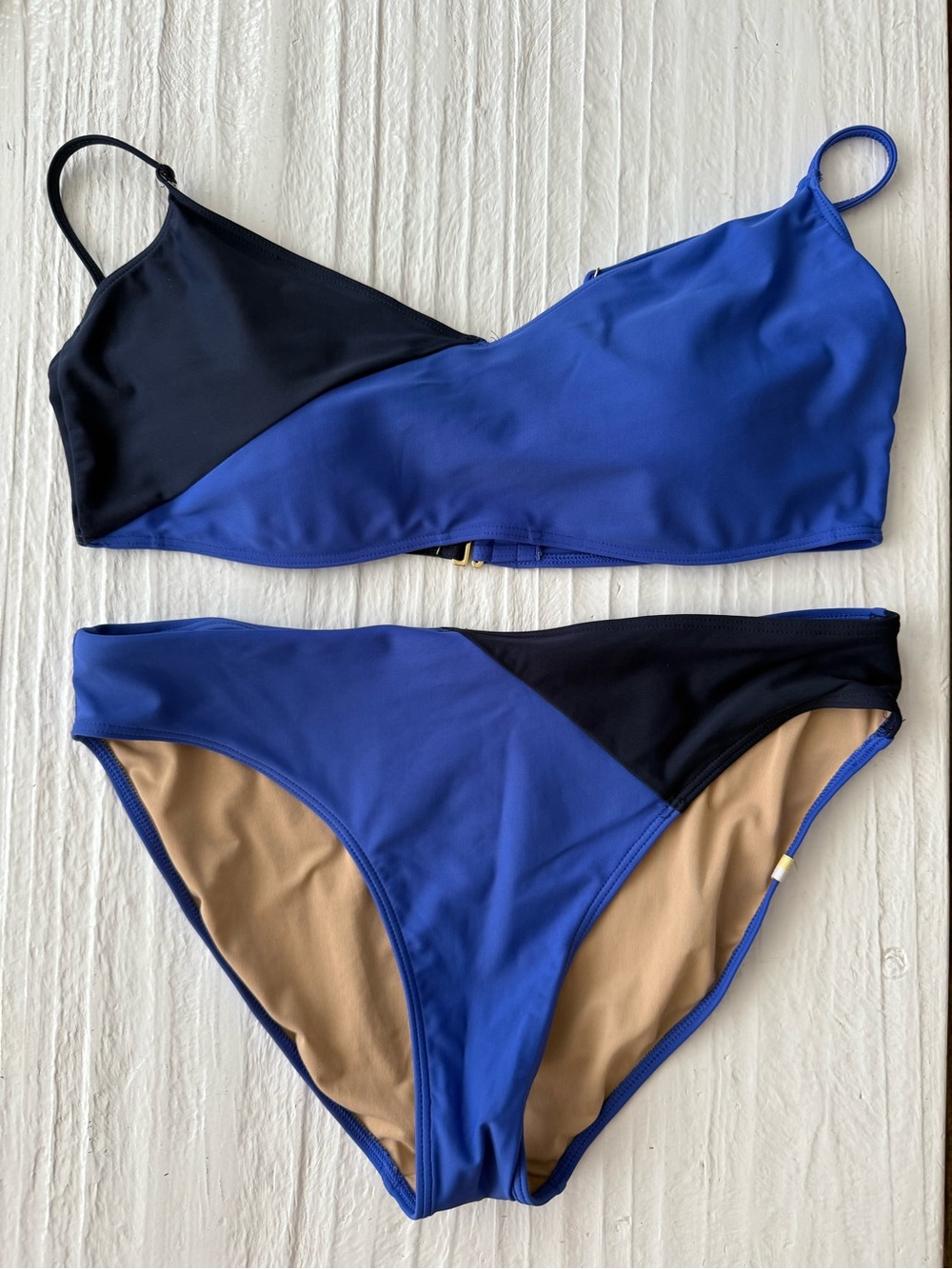 summersalt Blue and Navy Asymmetric Bikini Set